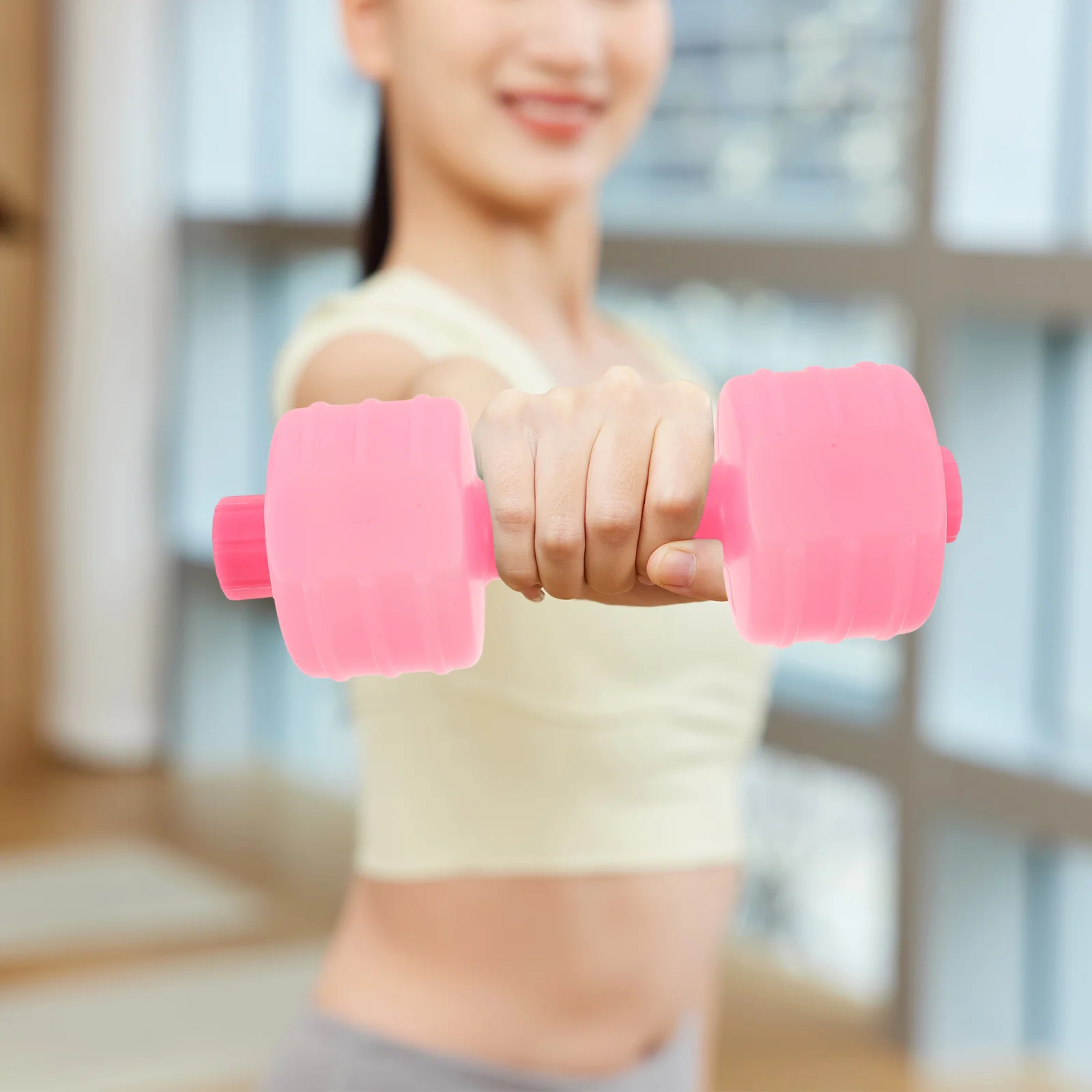 

2pcs Ladies Shaping Dumbbells Adjustable Weight Water Bottle For Fitness Exercise Portable Plastic Gym Equipment Home Office