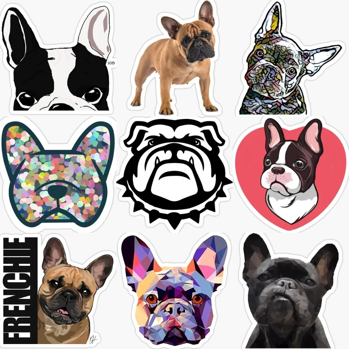 

French Bulldog Cute Creative Stickers Motorcycle Window Truck Bumper Car Wall Room Table Box Camper Bicycle PVC Decal Assecories
