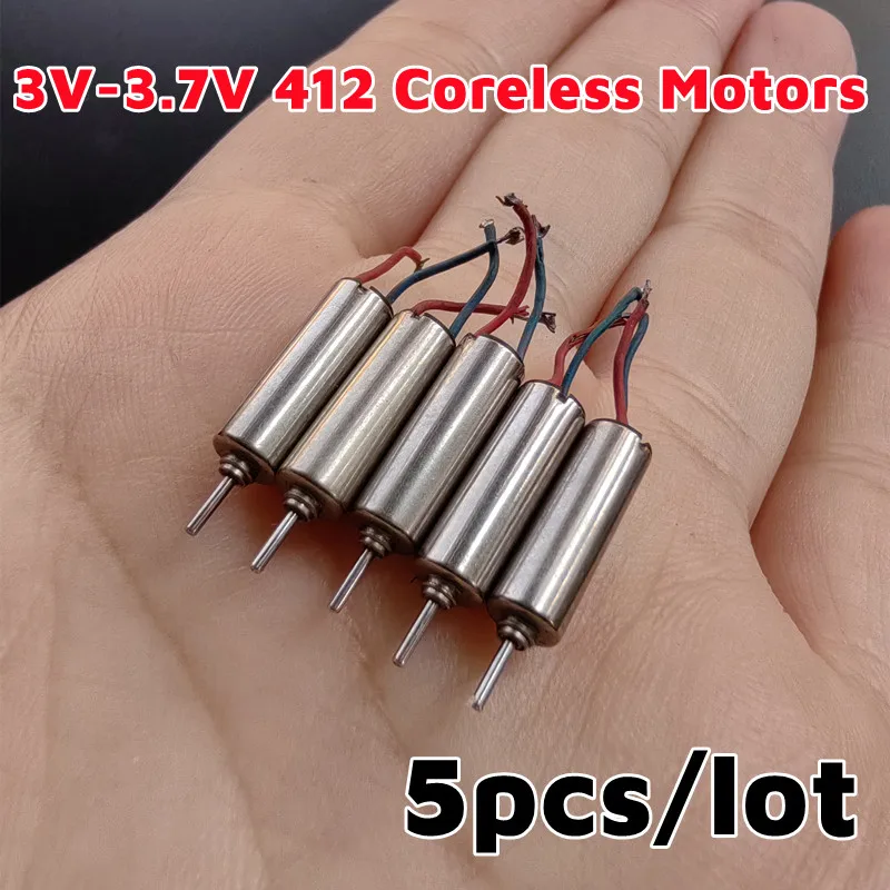 5pcs 0412 Coreless Motor Ultrahigh Speed DC 3V 3.7V 68000RPM Micro Mini 4mm*12mm 412 Motors Engine RC Drone Airplane