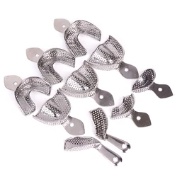 2Pcs/Set Dental Stainless Steel Impression Tray Autoclavable Teeth Metal Trays Holder Denture Instrument Dentist Tools 3 Sizes