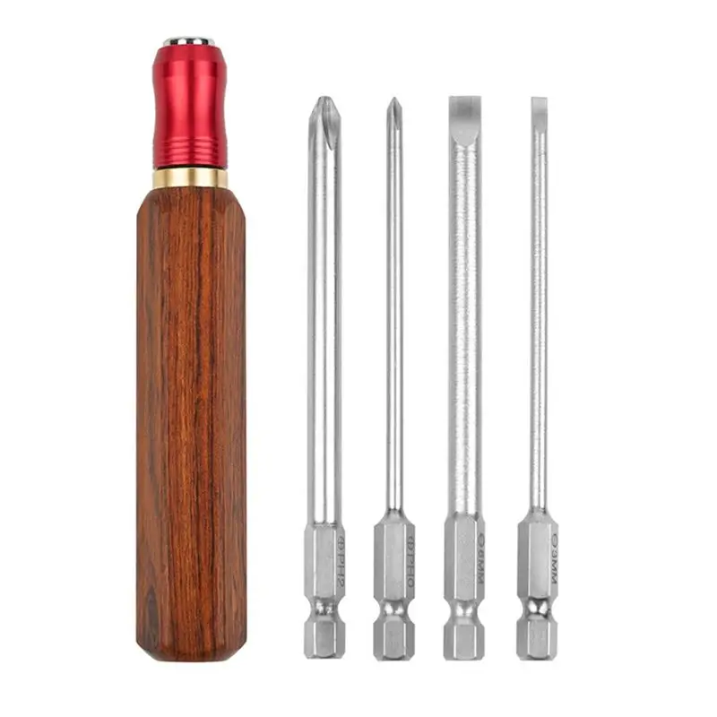 Y50A-Detachable And Replaceable Home Screwdriver Set Quick Change Wood Handle Hardware Tool Screwdriver Cross-Shaped Set