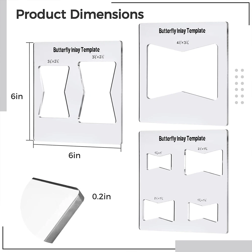 Butterfly Inlay Template Professional Decorative And Router Templates Transparent Wooden Joint Marking Ruler Set For Woodworking