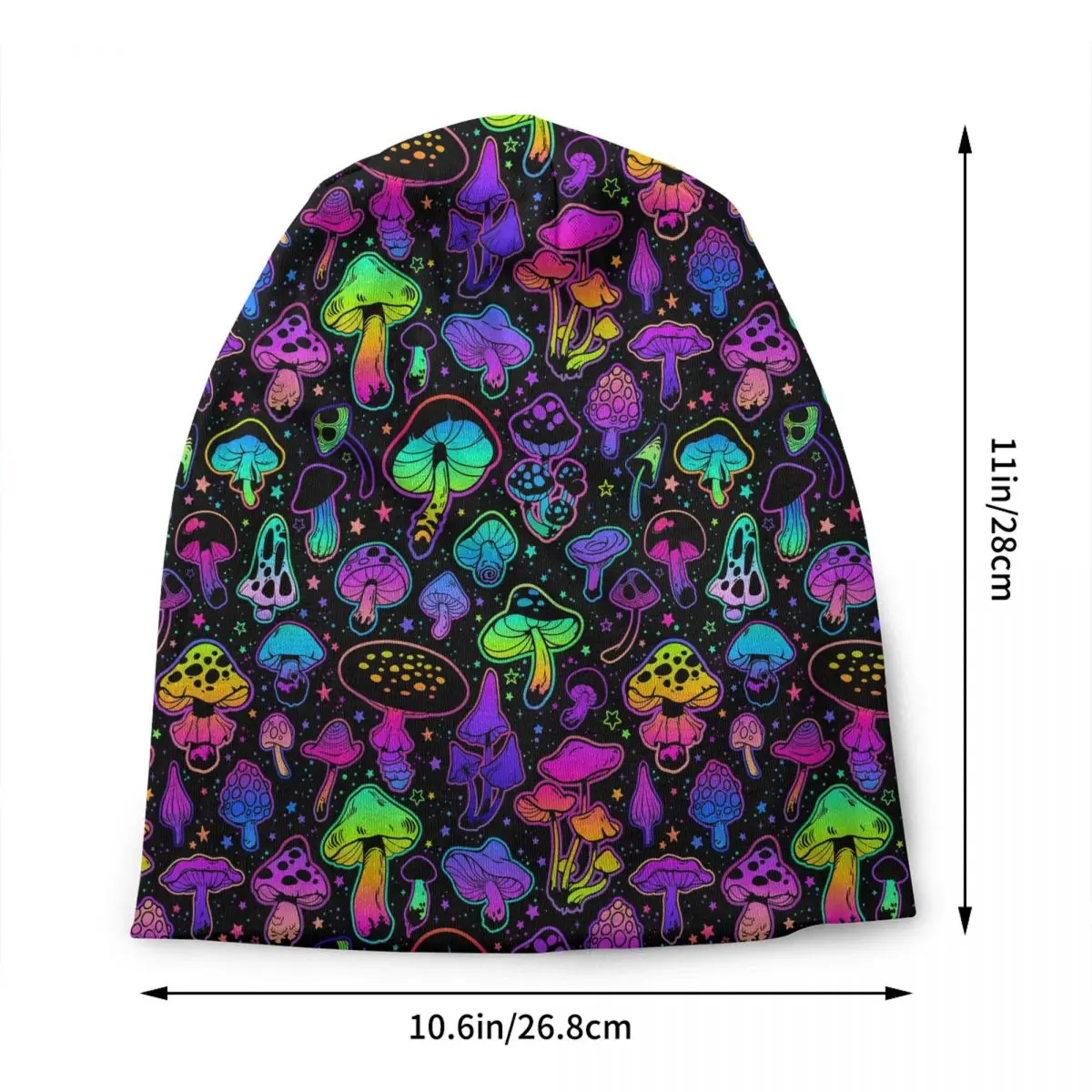 Psychedelic Trippy Magic Rainbow Mushroom Mysterious Boho Bonnet Hat Knitted Hat Men Women Cool Unisex Warm Winter Beanies Cap