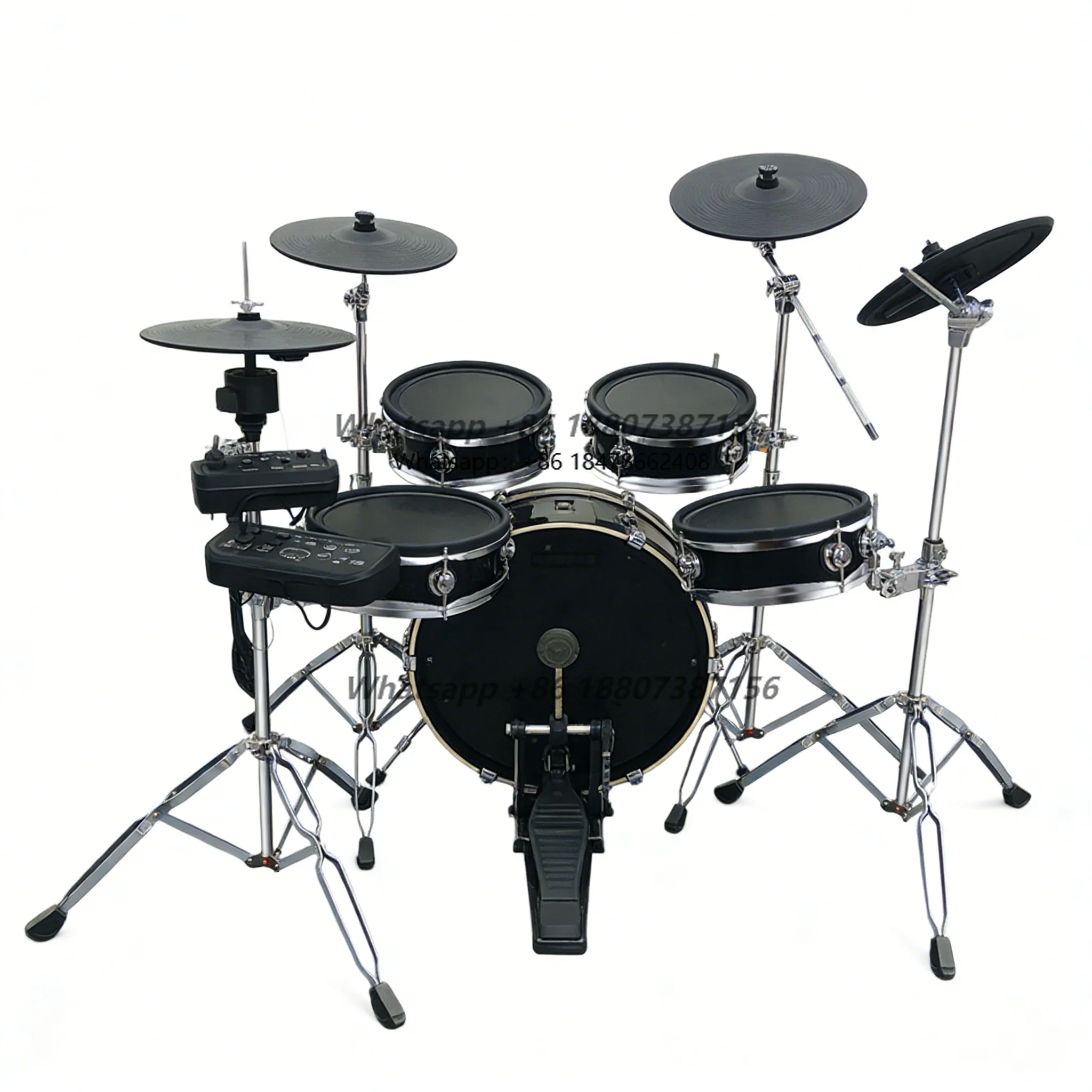 Instrumentos de Percussão em Promoção e Conjunto Completo de Bateria Elétrica com Módulo Profissional para Prática em Casa e Aprendizado Musical