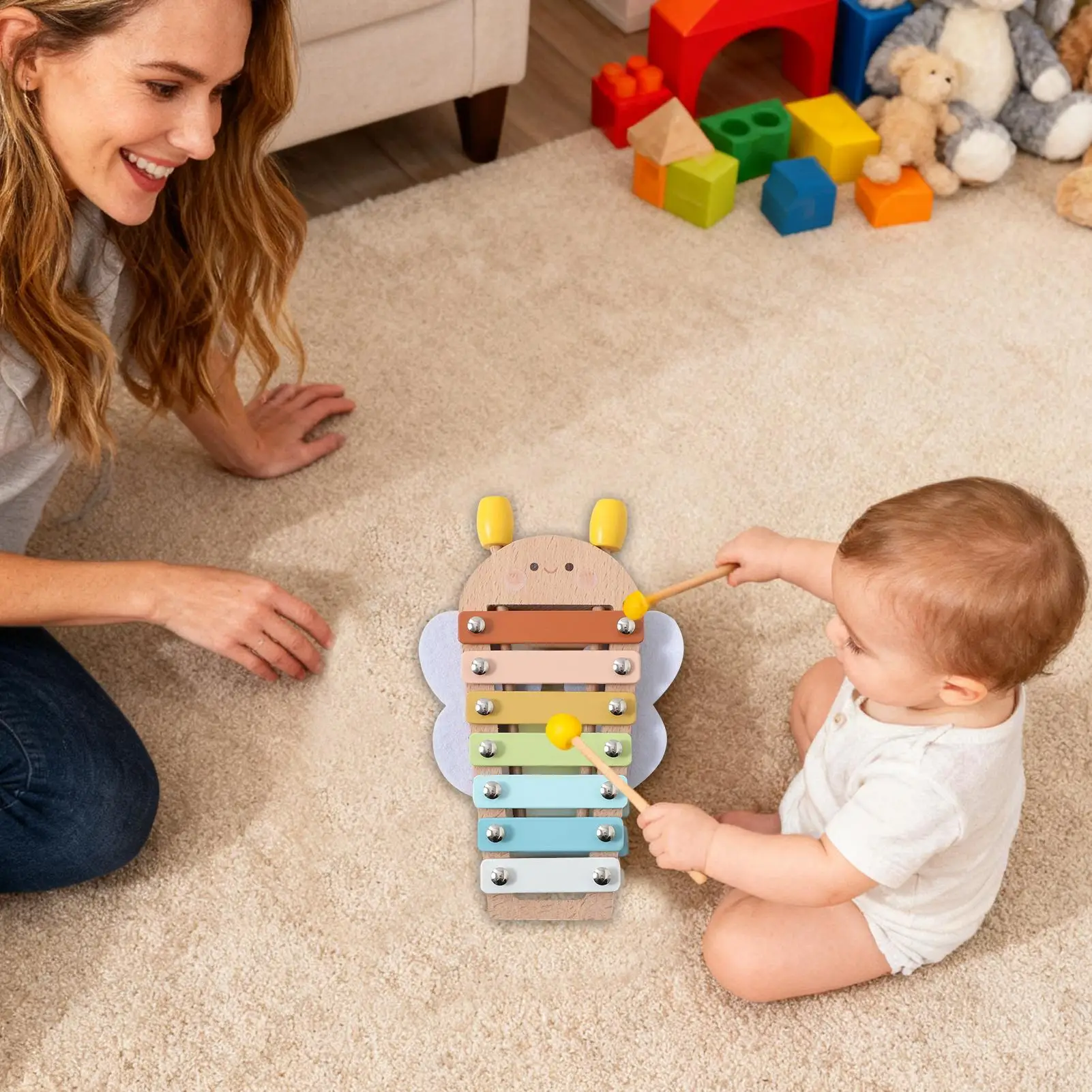 Houten xylofoon voor kinderen Educatief speelgoed Muziekinstrument 6-12 maanden Jongens Meisjes Verjaardag Kerst Speelkamer