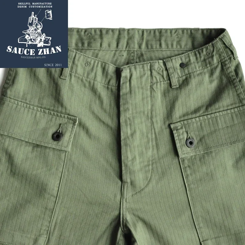 SauceZhan USMC P44 HBT U.S. Army Trousers VINTAGE Trousers Military Style Military Pants Men\'s Pants & Capris Herringbone