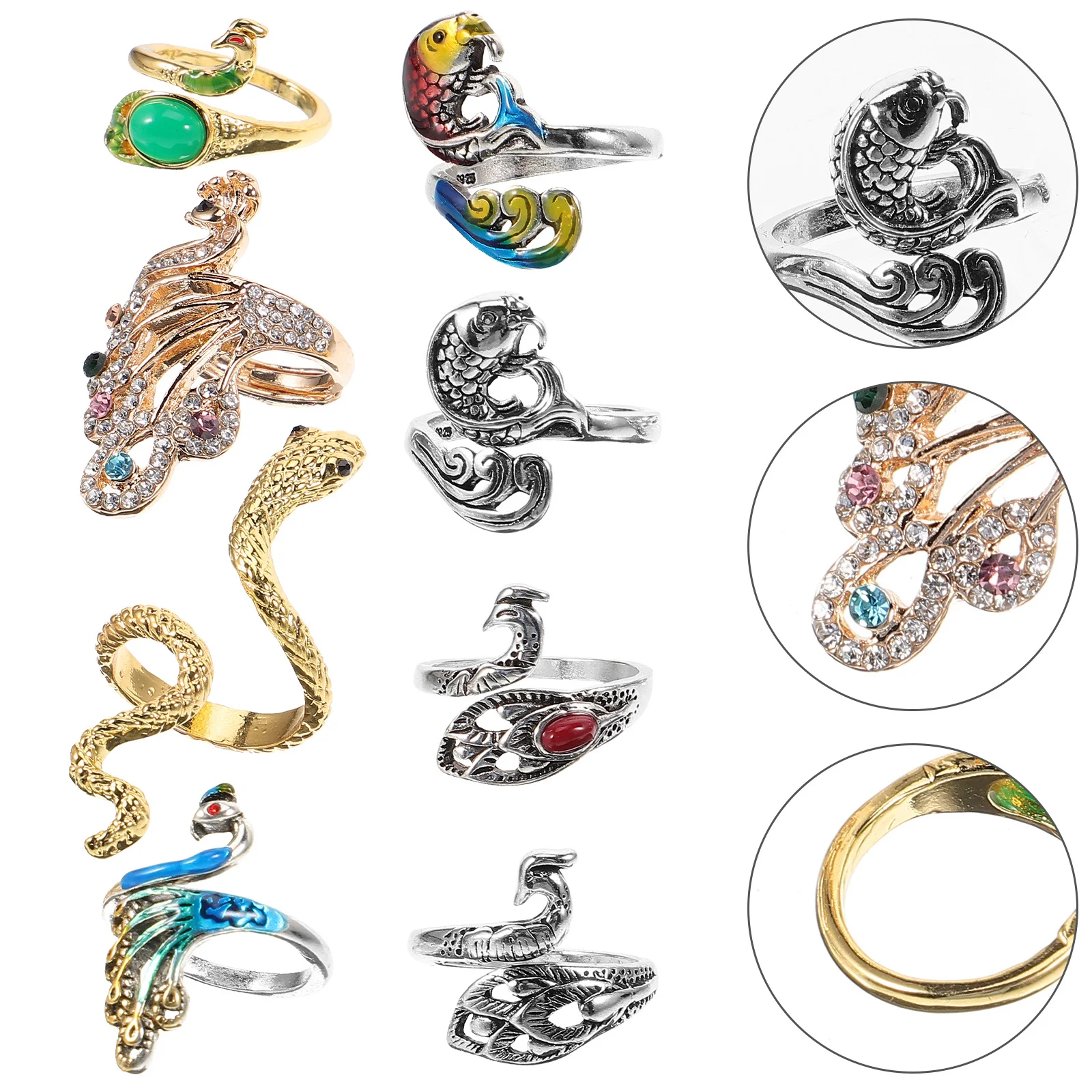 

8Pcs Silver Crochet Rings Adjustable Braided Rings Knitting Finger Yarn Winder Durable Lightweight Knitting Accessories