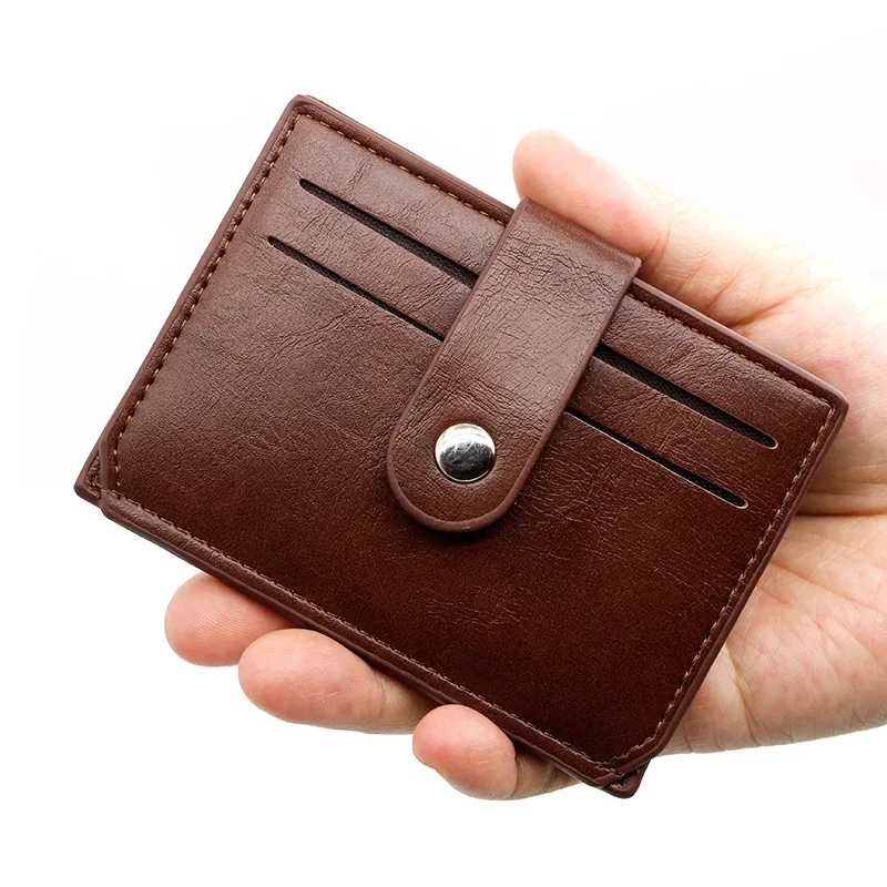 

Men Fashion Credit ID Card Holder Wallet Male Slim Leather Wallet Genuine Leather Brand Designer Brown Business Purse