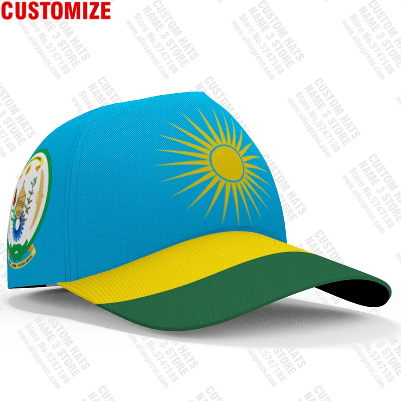 Rwanda Baseball Cap Custom Name Team Logo Rwandan Hat Rwa Country Travel Kinyarwanda Nation Rwandese French Flag Photo Headgear