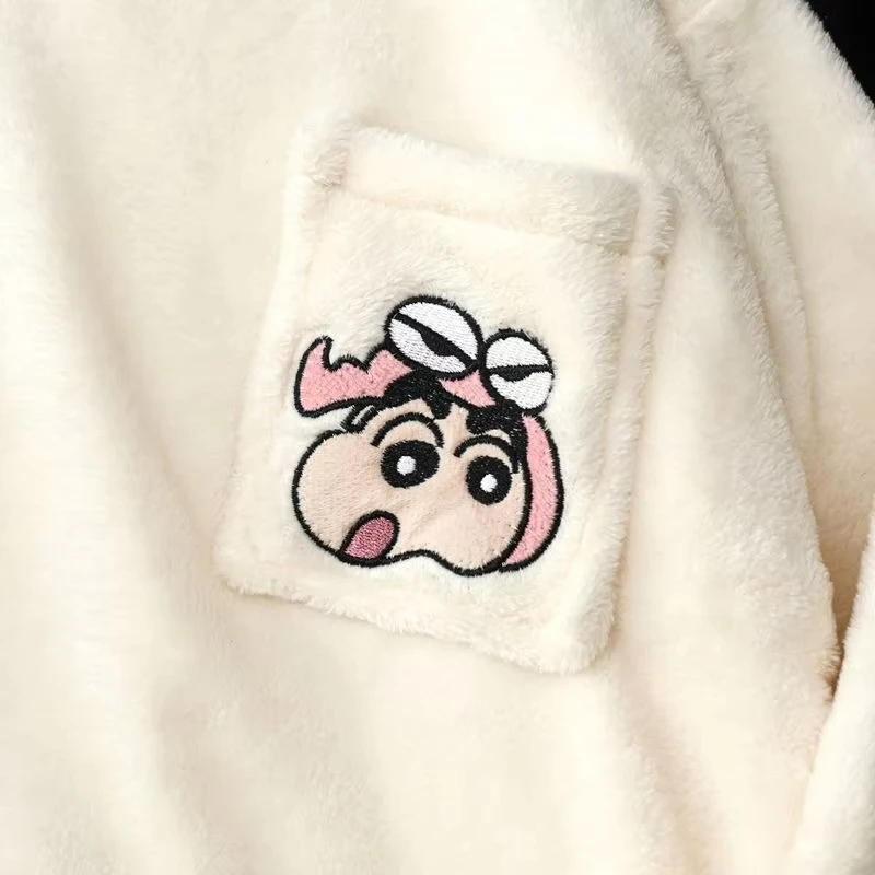 Crayon Shin-Chan Women's Pajamas New Comfortable Flannel Pajamas Autumn Winter Thickened Warm Cartoon Cute Dormitory Home Suit