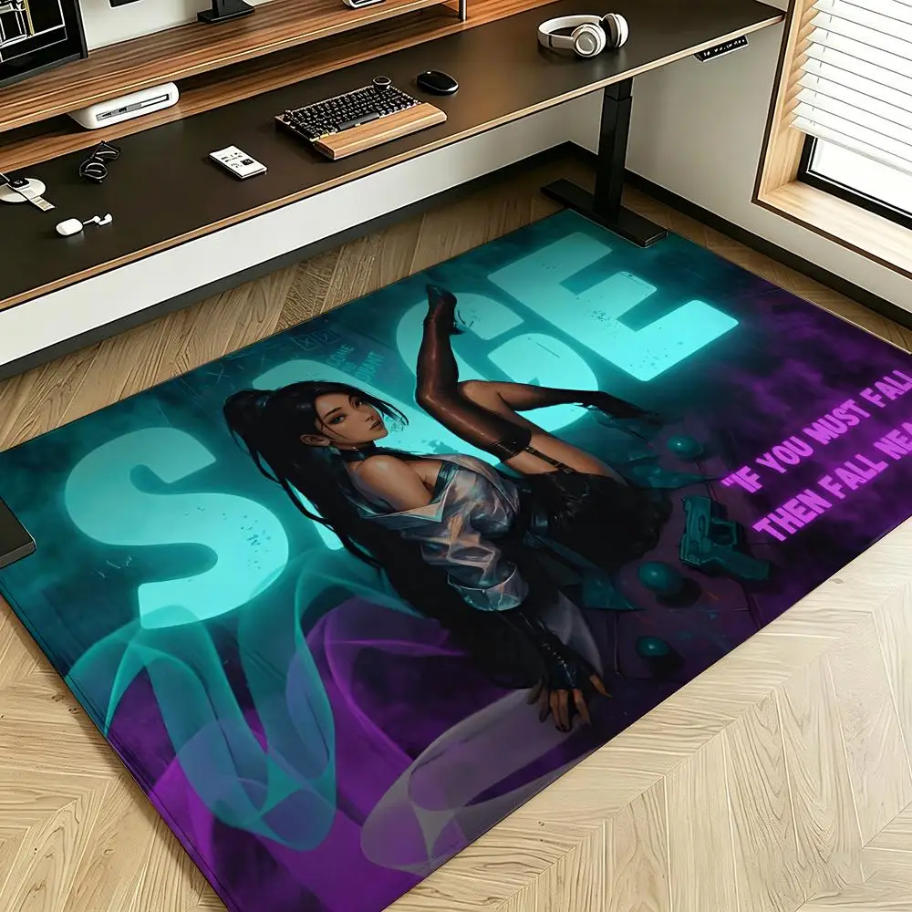 Game V-Valorant Floor Mat Soft Flannel Floor Mat  Suitable for Entryways, Living Rooms, Bedrooms, and Bathrooms
