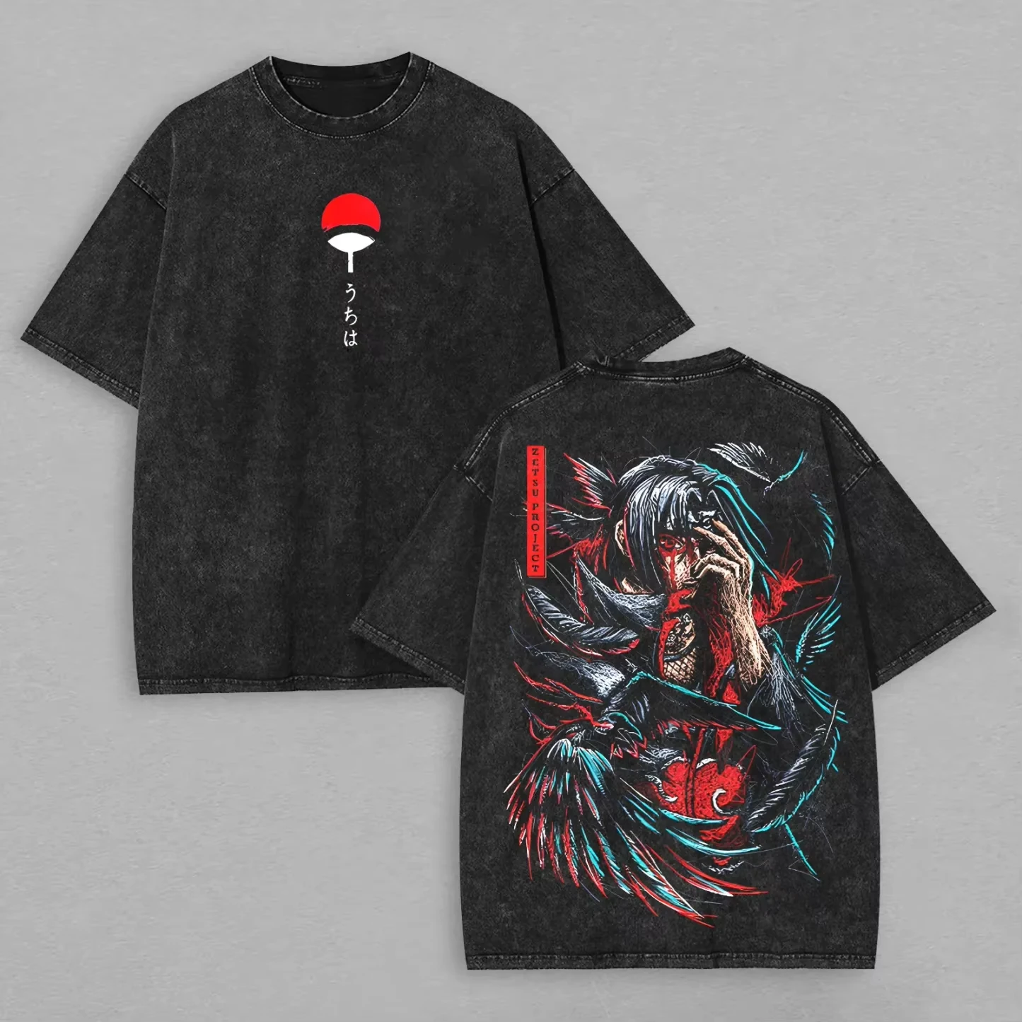 Itachi Uchiha T Shirt Naruto Crow Vintage Acid Wash Streetwear Comfortable Retro Anime Graphic Men Tees Top Clothing 2026 Summer