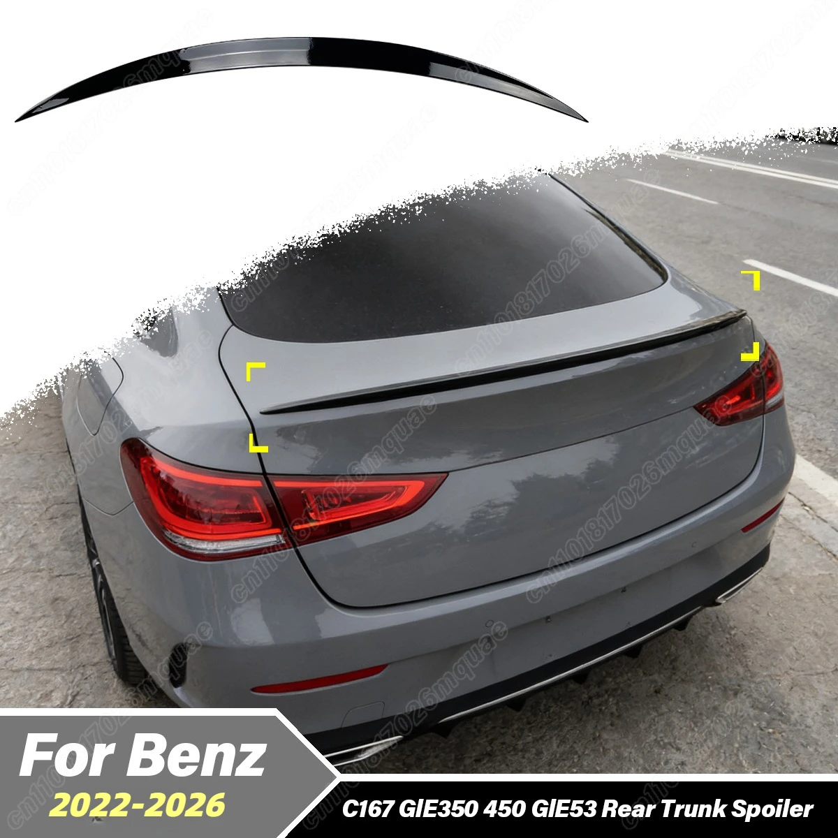 

Для Mercedes-Benz GLE Coupe C167 GLE350 GLE450 GLE53 AMG 2022 2023 2024 2025 2026: Комплект декоративных накладок на задний центральный спойлер автомобиля