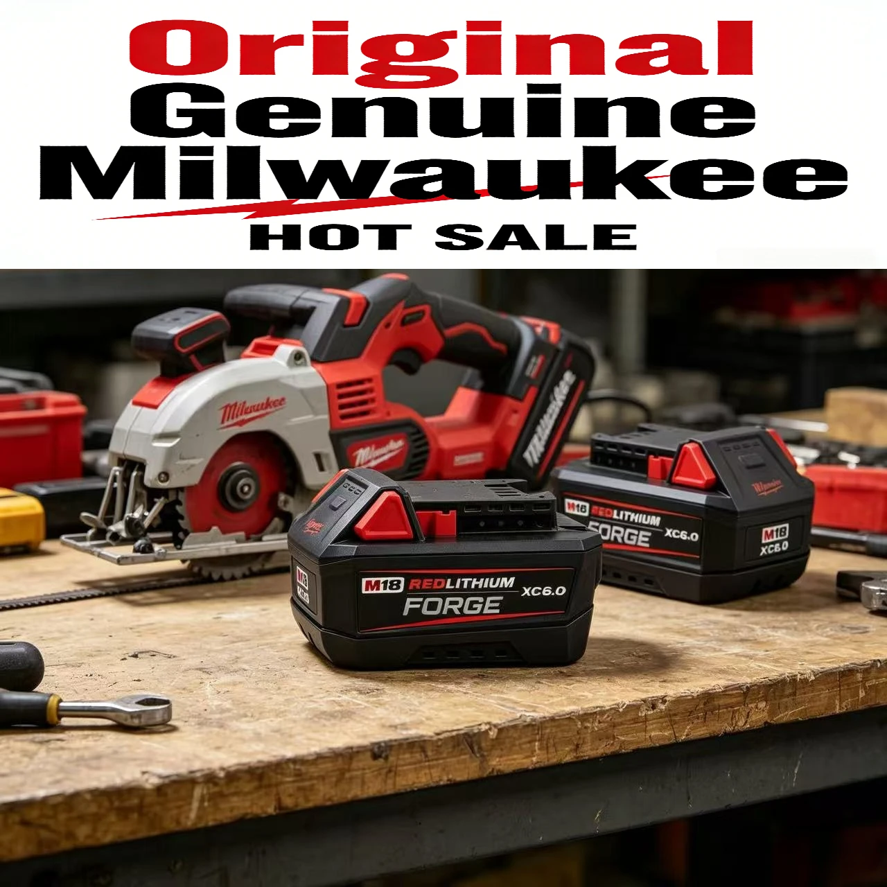 

Milwaukee 100% M18 6.0Ah Battery, 18V Lithium-Ion Replacement Battery for 48-11-1860 2604-22 Angle Grinder Power Tools
