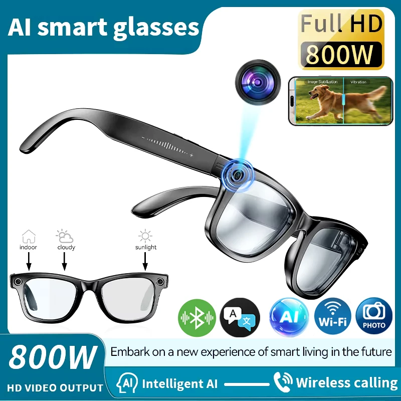 

4GB Smart AI Glasses 800W pixel AI Shooting Camera HD Photo Video Voice Call Translation IP67 Waterproof Bluetooth Glasses 2025