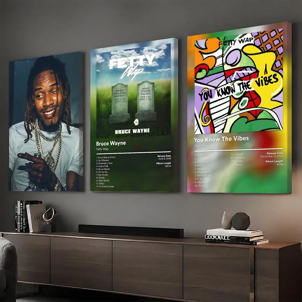 F-Fetty Wap Rapper Album Painting Calligraphy HD Modern Style Inner Frame Canvas Poster Bedroom Room Hallway Wall Art Decor