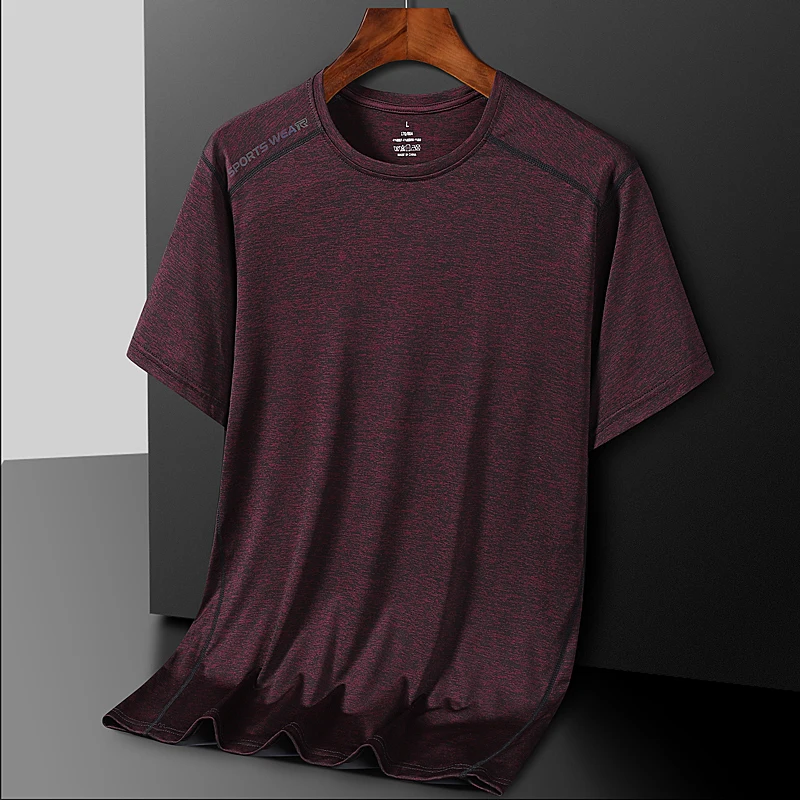 Outdoor Ultra-thin Breathable High-quality Minimalist Ice Silk Quick Drying Short Sleeved T-shirt For Men's Sports Training Top