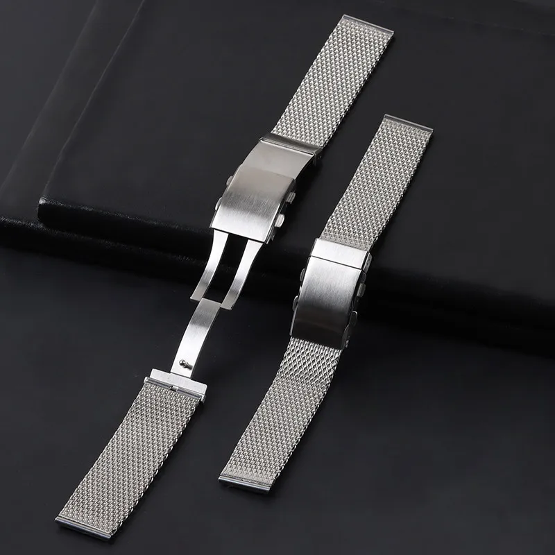 Luxury 316L Stainless Steel Watch Band 1.0MM Milanese Universal Bracelet 18mm 20mm 22mm Extended Length Metal Women Men Strap