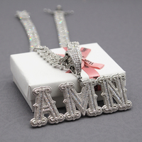 Customized Name Necklace Zirconia Baguette  Letters with 12MM Cuban  Chain Hip Hop Pendant For Men Women Hip Hop Jewelry
