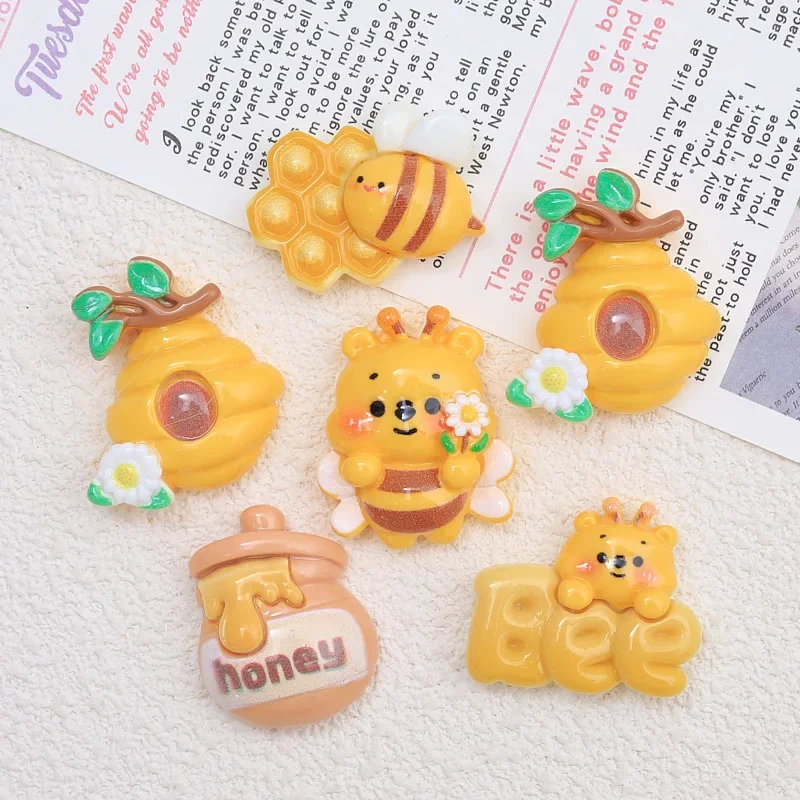 10/100pc Resin Patch Cute Bee Cartoon Cream Adhesive Accessories Creative Scrapbooking DIY Accessories Hairpin Resin Accessories