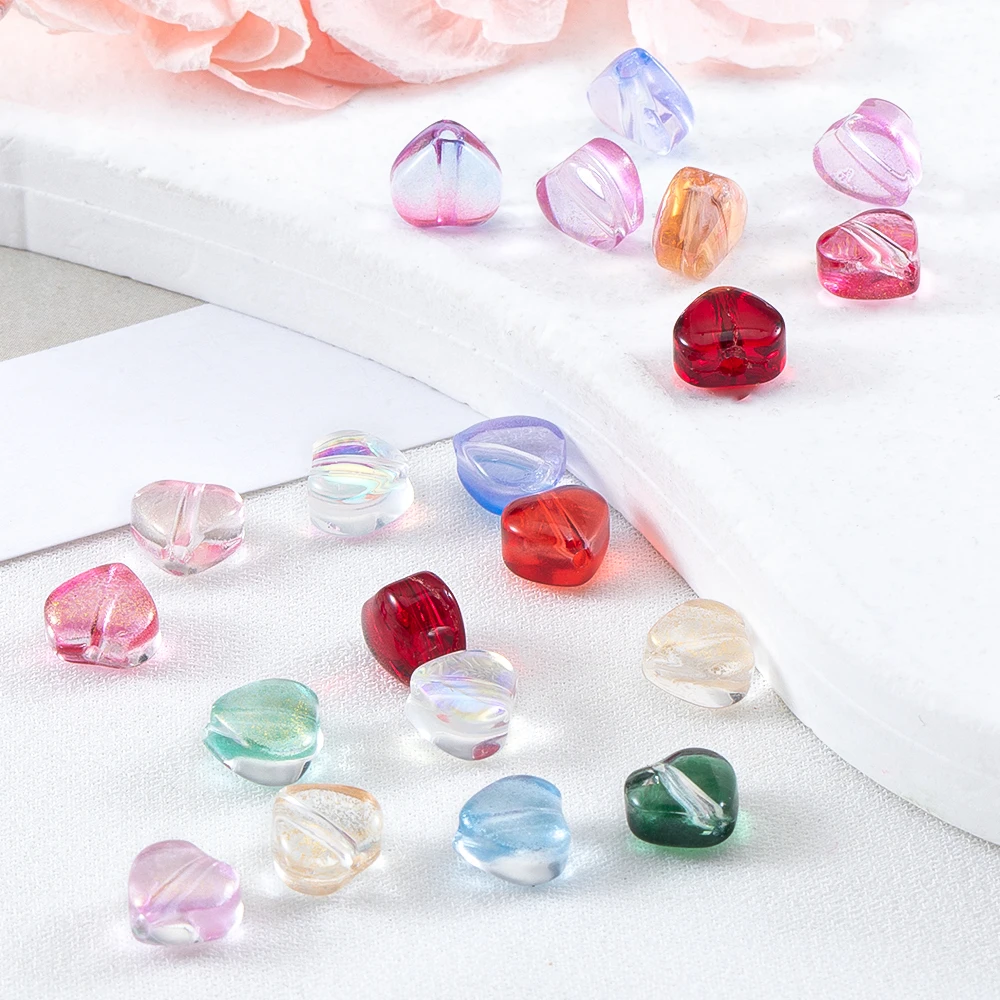20pcs AB Color Heart Beads 6mm Red Czech Glass Loose Spacer Beads for DIY Earrings Necklace Jewelry Making Hairpin Accessories