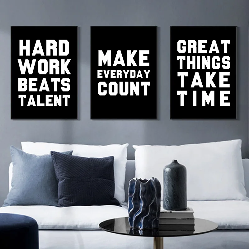 Simple Style Black White Inspirational Words Canvas Poster Modern Wall Decorative Picture Print Living Room Office Art Decor