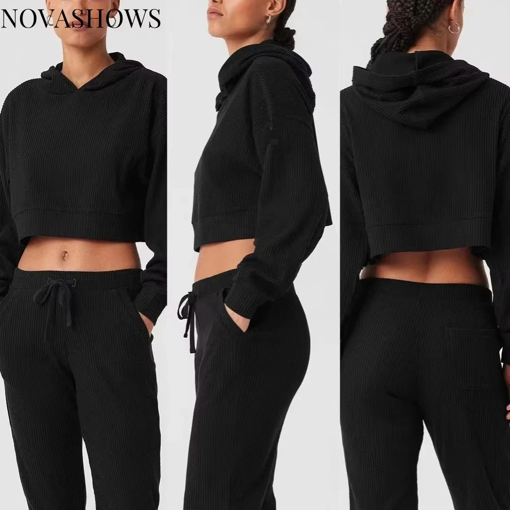 Комплект для йоги MUSE Спортивный комплект Нитки Свободная повседневная толстовка с капюшоном Спортивный комплект из двух предметов