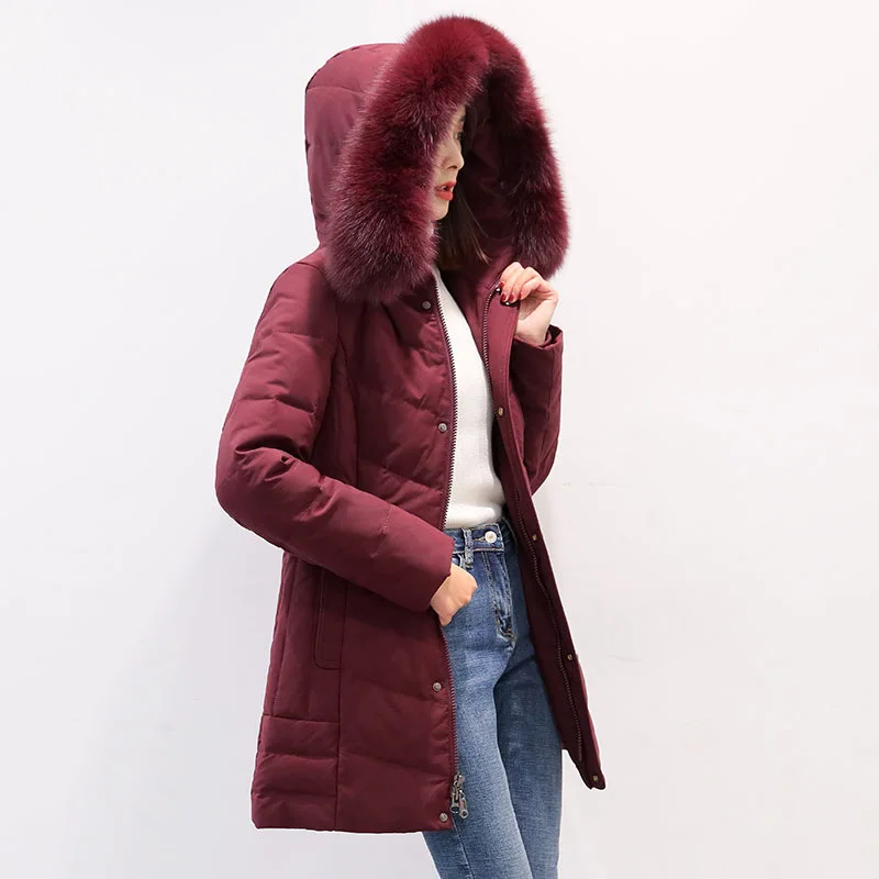 

aged Down collar jacket fur ladies warm thickened down jacket