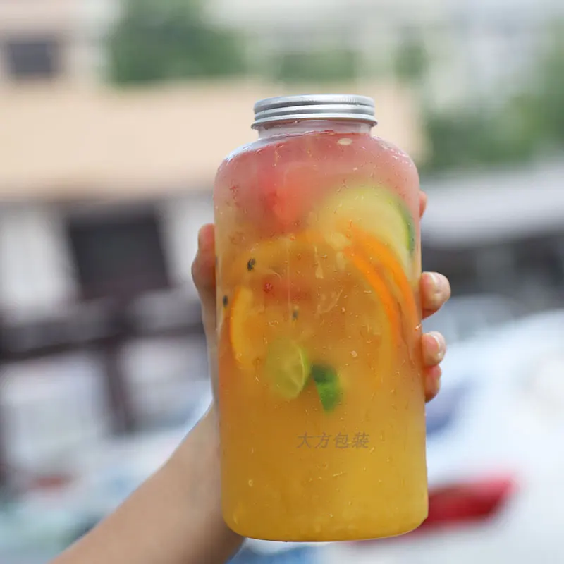 

5pcs 1000pcs large transparent pet plastic bottle cold drink milk tea fruit tea bubble tea ice coffee packaging cups with lids
