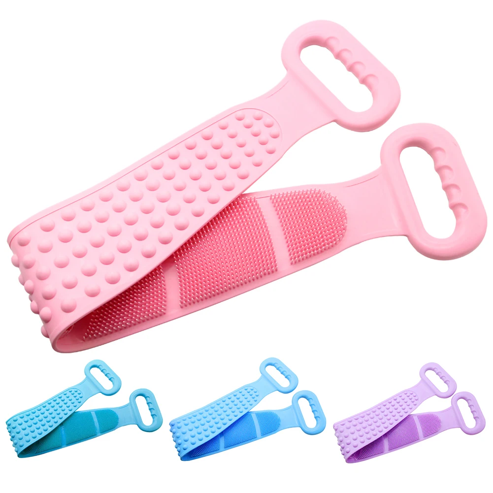 Silicone Back Scrubber Soft Loofah Bath Towel Bath Belt Body Exfoliating Massage For Shower Body Cleaning Bathroom Shower Strap