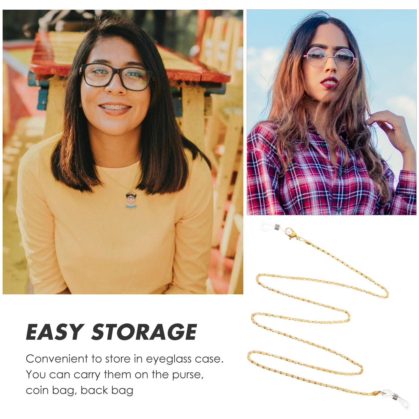 

Alloy Metal Eyeglasses Chain Sunglasses Cord Spectacles Rope Fashion Neck Lanyard Retainer Strap Universal Fit Bz1307 Golden