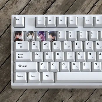 4ks anime klávesy na zakázku, personalizované klávesy s třešňovým profilem a výškou R4 pro mechanickou klávesnici, sublimační PBT klávesy 8 nejlepší prodej vlastní tisk kláves - №5