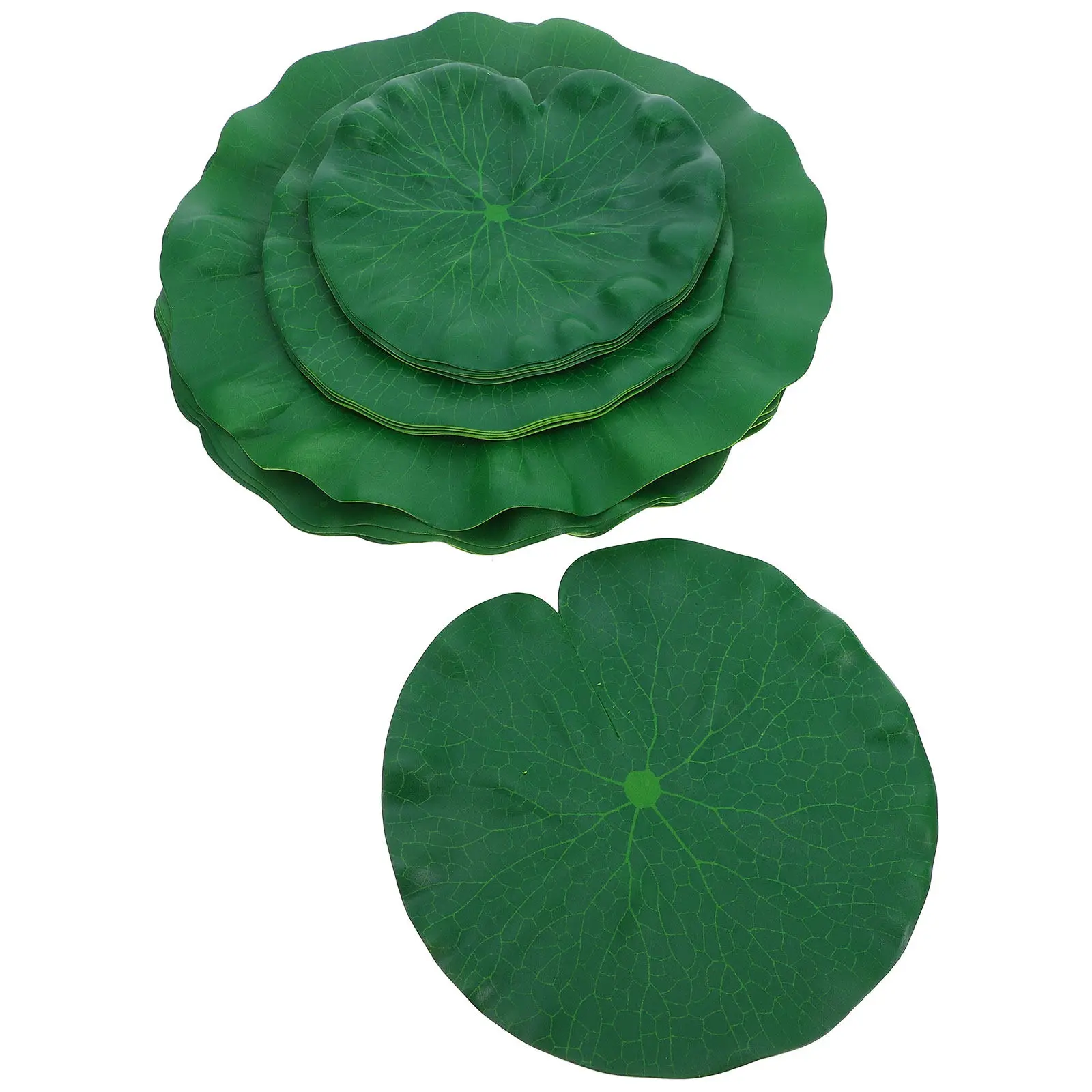 15Pcs High Grade Plastic Simulated Lotus Leaves Natural Looking Floating Pond Decor for Aquarium Garden Fountain Water Pool