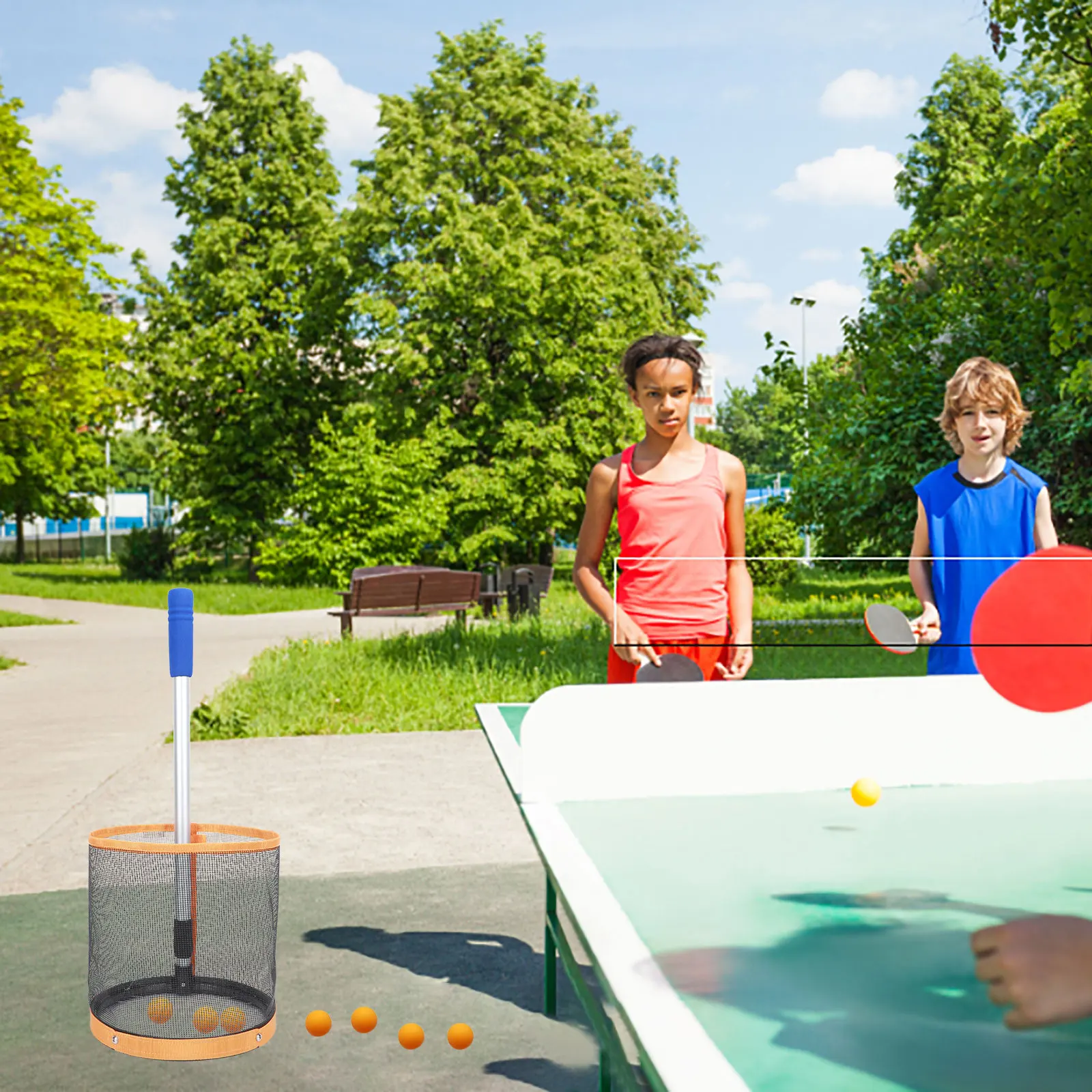 

Table Tennis Ball Machine Telescopic Picker Sports for Accessories Nylon Storage Net Holder Training Device