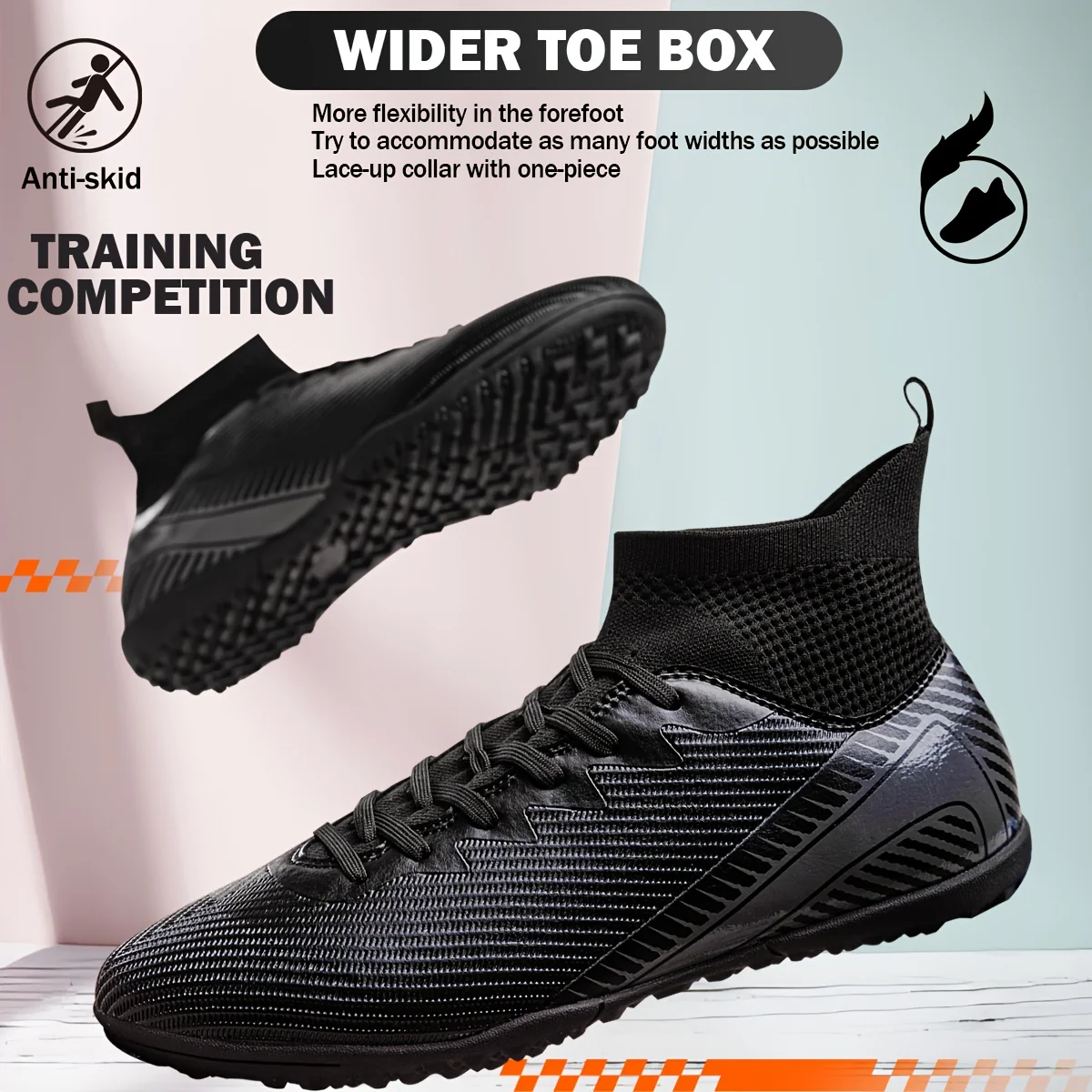 Adult TF Soccer Cleats, Comfortable PU Lining, Wear-resistant Rubber Sole with Short Studs, Designed for Maximum Control on Arti