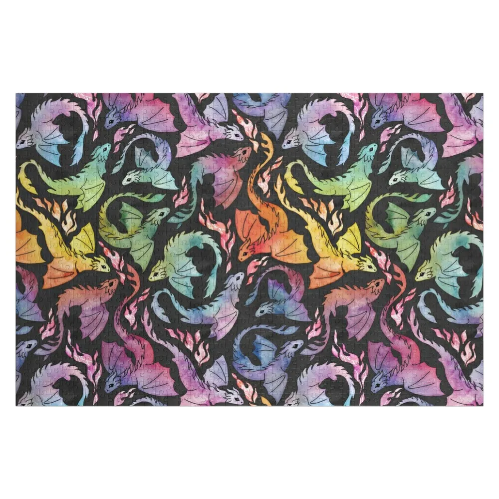 Dragon fire dark rainbow Jigsaw Puzzle Customizeds For Kids Custom Child Custom Gifts Wood Animals Puzzle