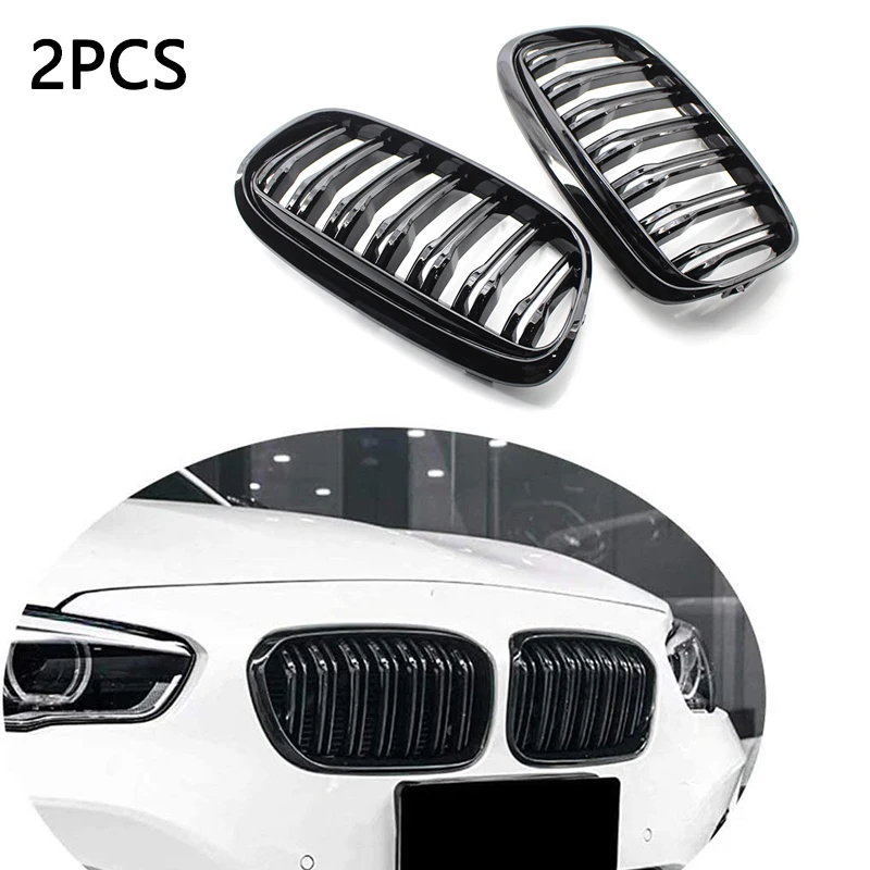 1 Pair Gloss Black Front Kidney Grille Racing Grilles for BMW 2 Series F45 F46 Active Tourer 2015~2017 Car Style Accessories