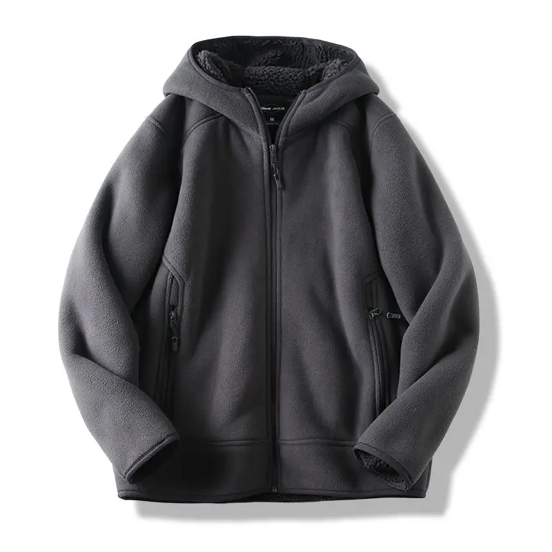 Autumn Winter Y2k Clothes Casual Fleece-lined Hoody Sweatshirt Woman Thicken Warm Hooded Outdoor Coat Couple Young Men's Jacket