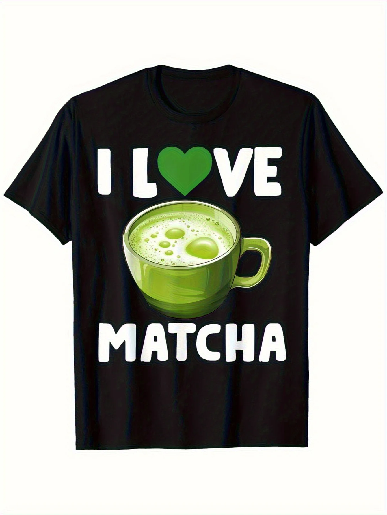 Camiseta para amantes del matcha, camiseta humorística para amantes del té verde matcha, estampado de una sola cara, camisa negra de manga corta, regalo para el día de la madre