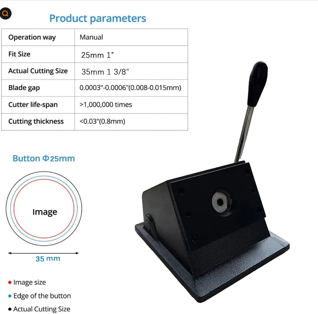 1 Inch Circle Punch Cutter Button Maker Machine for Paper Craft, New Handle Design DIY Hole Die Cutting Tool