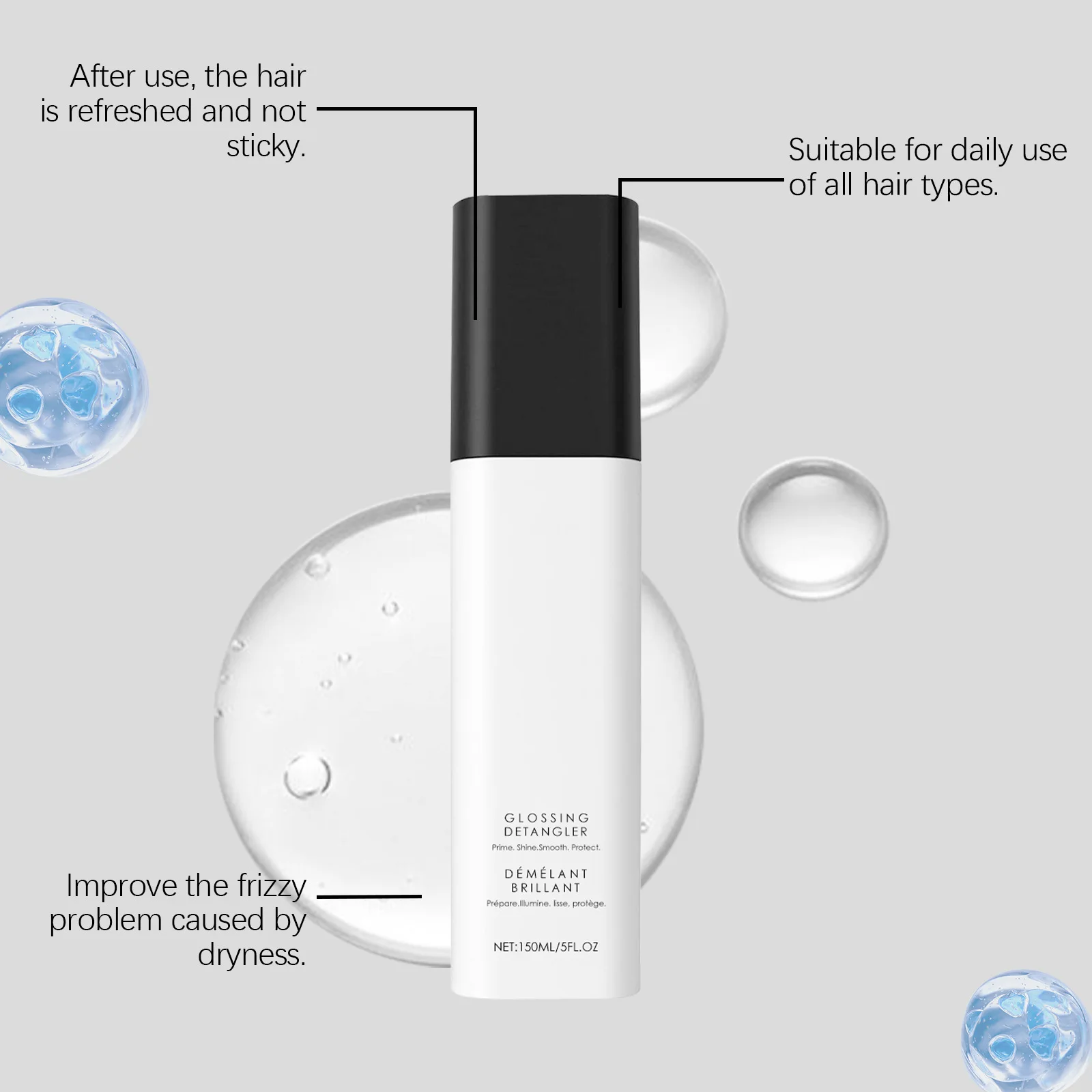 Spray de soin sans lavage des cheveux, élimine les frisottis, améliore la qualité, maintient la moelleuse, contrôle de l'huile, hydratation en profondeur, Spray hydratant pour cheveux
