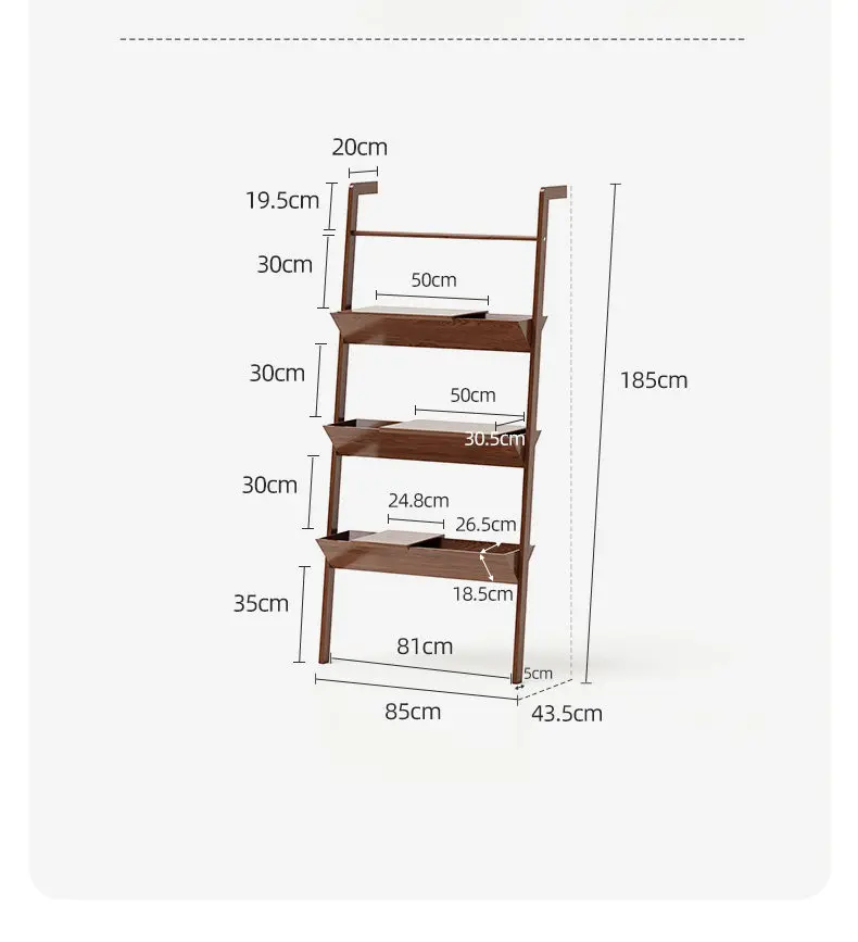 YJQ  Bookshelf Storage Picture Book Wall-Mounted Floor-standing Simple Storage Shelf Multi-tier Storage Rack for Living Room