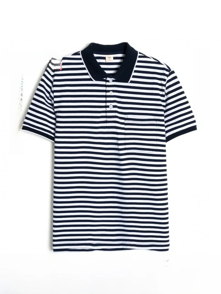 

Loose Fit Pure Cotton ort Sve Striped irt for Middle-Aged And ly Men Breathable Comfortable Summer T-irt