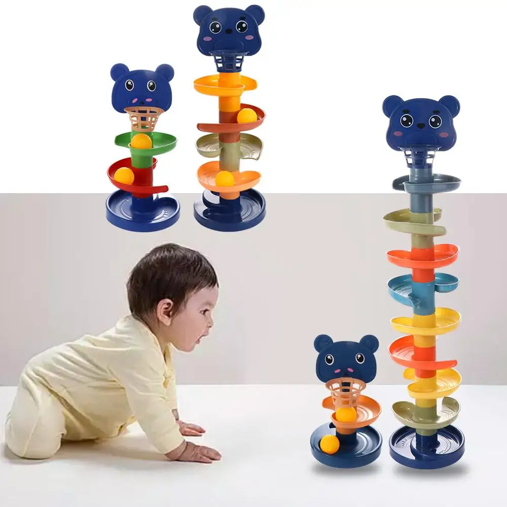 Parent-Child Game Kids Gift Bathing Games Rotating Track Set Spin Track Toy Set Educational Toys Ball Drop Roll Swirling Tower