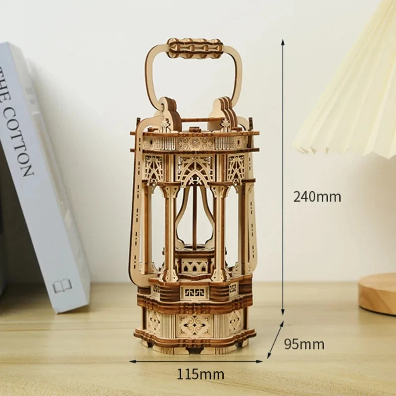 URY 3D Wooden Three Dimensional Assembly Retro Lamp Bedhead Magic Retro Model Set Desktop Decoration Gift Children's Gift