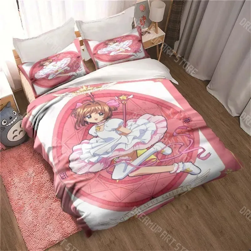 3D Printed Cardcaptor Sakura Anime Bedding Set for Boys Girls Duvet Cover Pillowcase Twin Queen King Full Single Double Sizes
