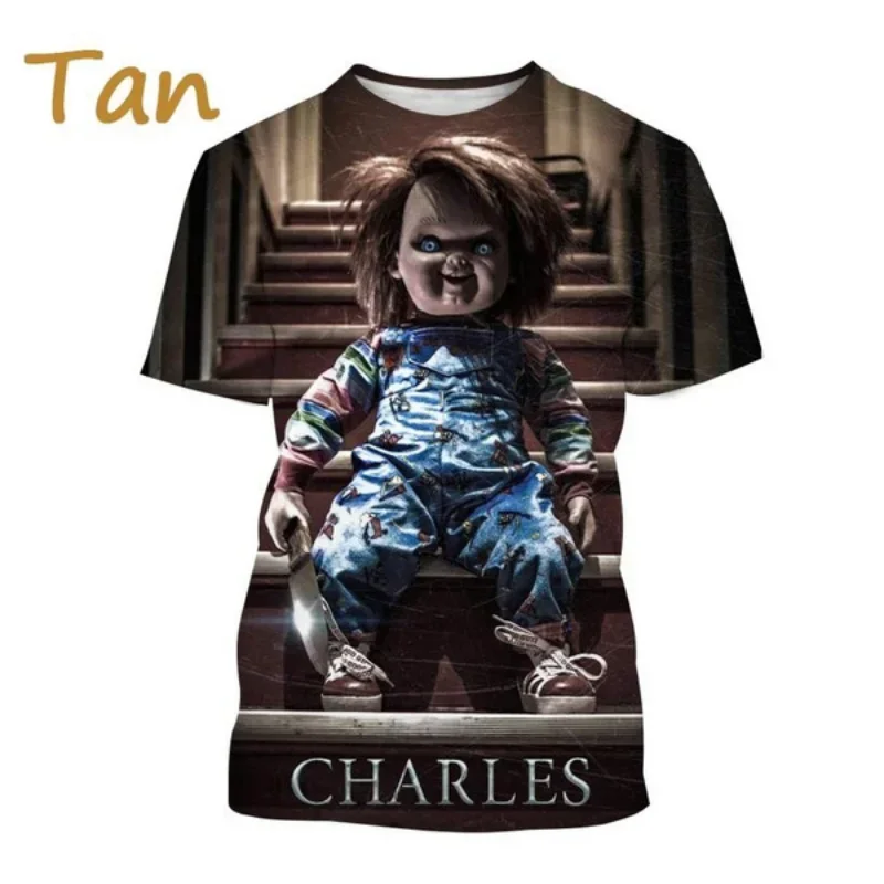 Fashion Men Clothing Bridal Chucky Doll 3D Print T-shirt Horror Personality Unisex Oversized T Shirt Harajuku Street Tops Tees