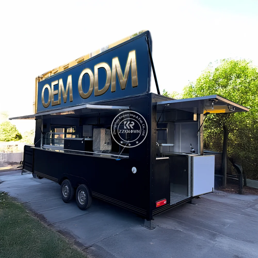 Customized Food Trailer Mobile Food Kiosk Truck Mobile Kitchen Trailer for Hamburger Cart Fast Food Truck with DOT Certification