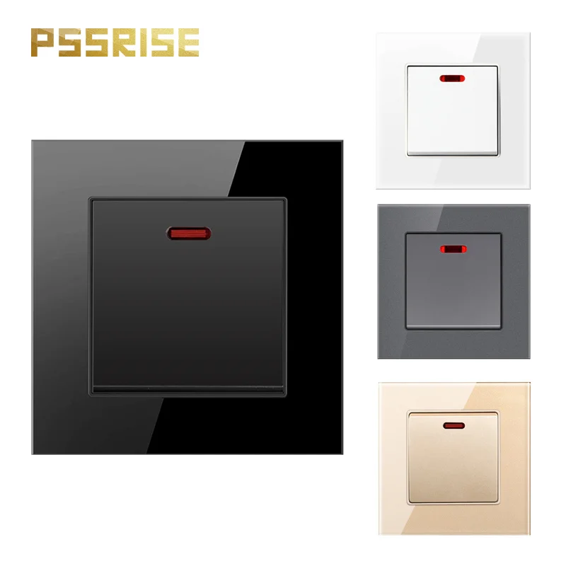 

PSSRISE 86 EU UK 20A 45A High Power Wall Switch Tempered Glass Panel ON OFF Rocker Switch for Water Heater Light Air Conditioner