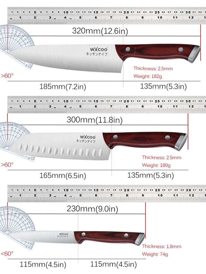 1-3pcs Kitchen Knives Set Stainless Steel Meat Cleaver Fish Vegetables Slicing Butcher Knife Japanese Chef Knife Santoku Knife